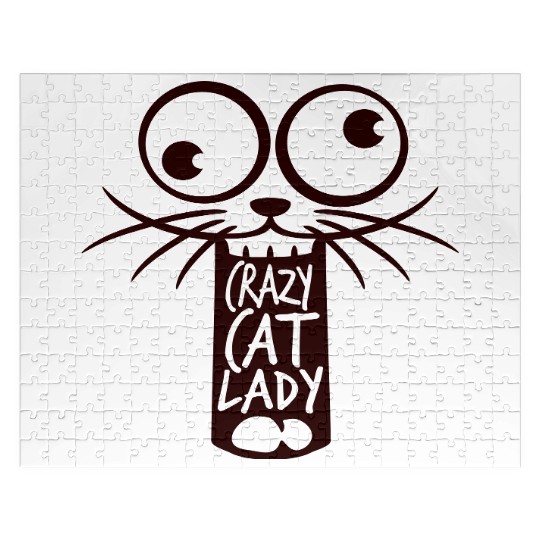 Crazy Cat Lady Text Love Saying Quote Weird Woman Jigsaw Puzzles