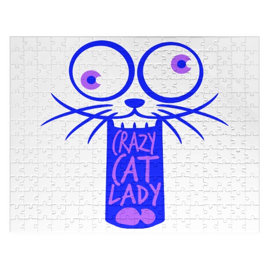 Crazy Cat Lady Text Love Saying Quote Weird Woman Jigsaw Puzzles