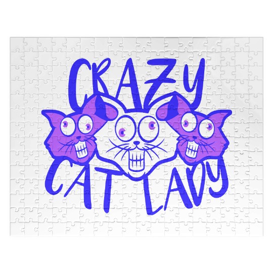 Crazy Cat Lady Text Love Saying Quote Weird Woman Jigsaw Puzzles