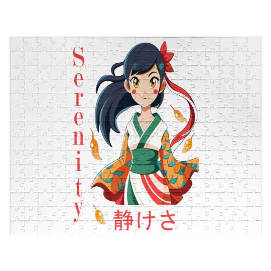 Autumn Serenity - 静けさ Kimono Girl Art Jigsaw Puzzles
