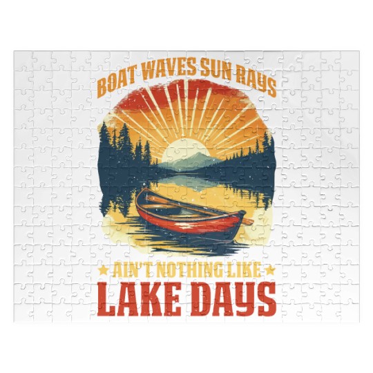 Boat Waves Sun Rays Ain't Nothing Like Lake Days 5 Jigsaw Puzzles