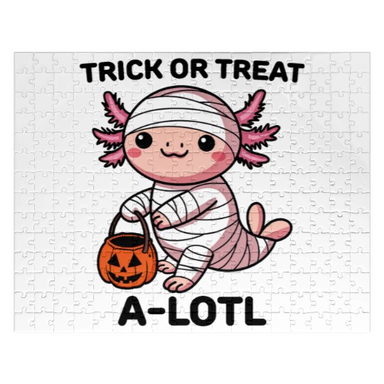 Funny Halloween Cute Axolotl Trick or Treat Jigsaw Puzzles