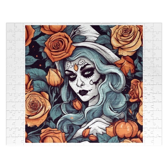Gothic Day of the Dead Witch Jigsaw Puzzles