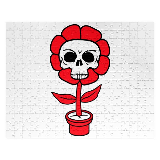 Evil Skull Flower Horror Halloween Skeleton Head Jigsaw Puzzles