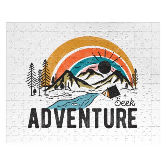 Seek Adventure - Mountain Hiking Sunset Vibes Jigsaw Puzzles