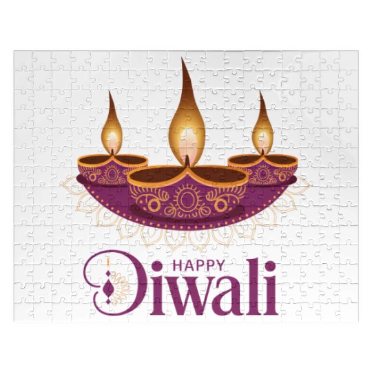 Happy Diwali with Beautiful Diya Lamps Jigsaw Puzzles