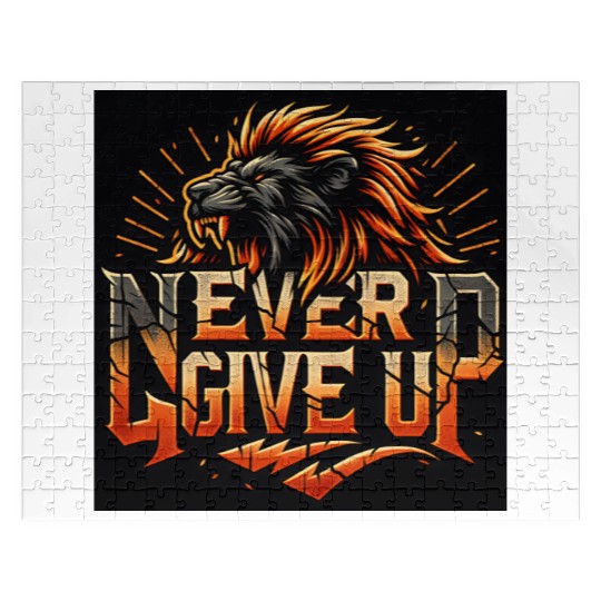 Never Give Up Fiery Lion Motivational Jigsaw Puzzles