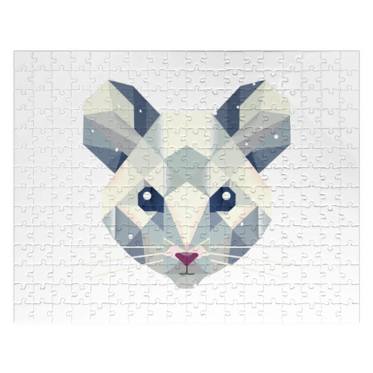 Geometric Snow Mouse – Winter Animal Portrait Jigsaw Puzzles