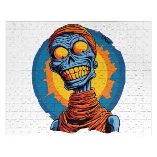 Blue and Funny Cartoon Skeleton Skull Mummy Jigsaw Puzzles