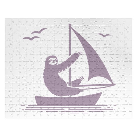 Sloth Sailboat Sailing Minimalist Silhouette Jigsaw Puzzles