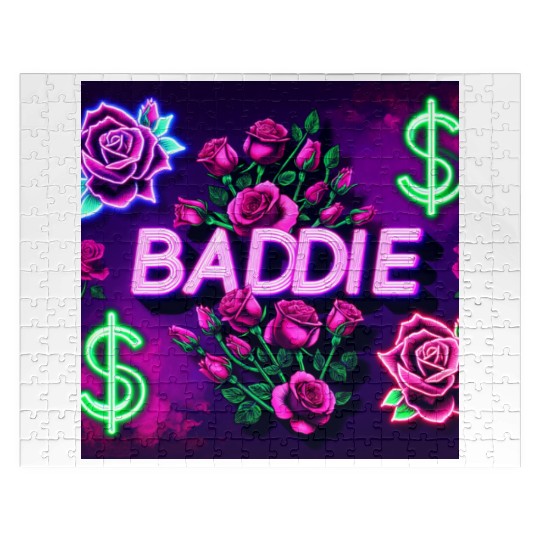 BADDIE in Neon Pink Jigsaw Puzzles