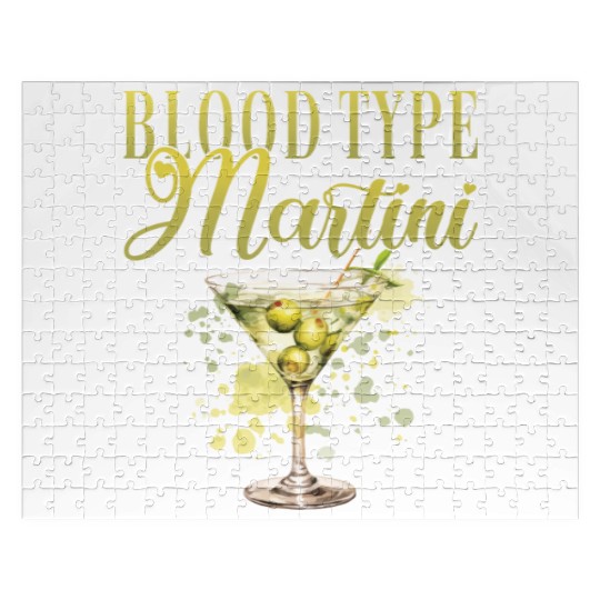 Blood Type Martini Cocktail Bartender Jigsaw Puzzles