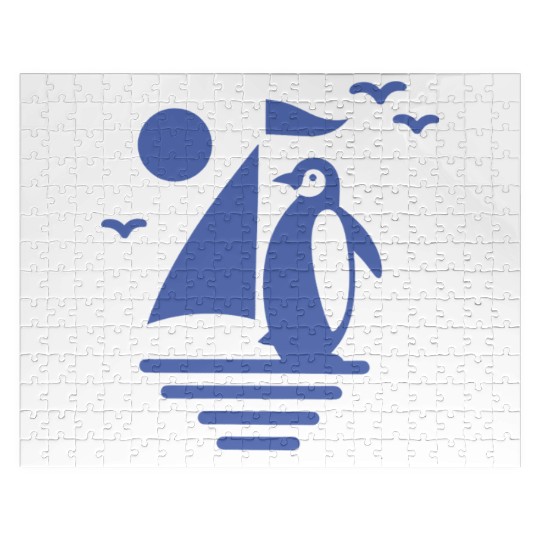 Penguin Sailboat Silhouette Minimalist Jigsaw Puzzles