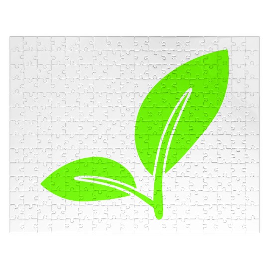 2 Green Beautiful Leaves Eco Spring Summer Nature Jigsaw Puzzles