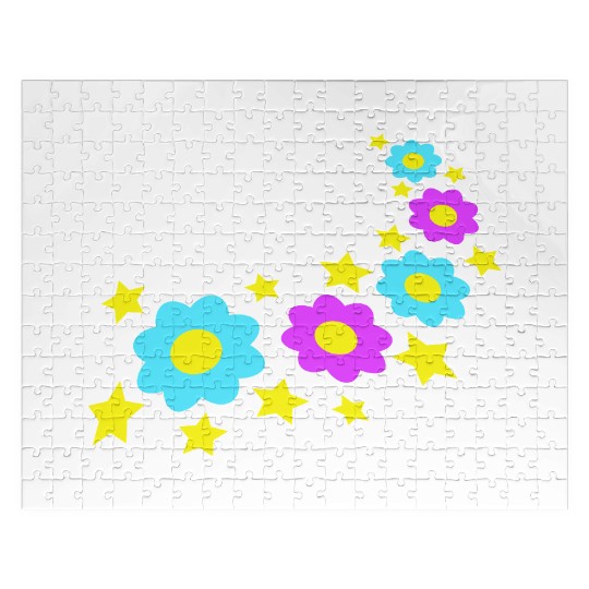 Many Pretty Daisy Flowers Decorative Stars Design Jigsaw Puzzles