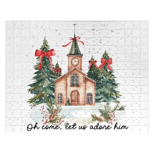 Oh Come Let Us Adore Him Funny Chrismas Jesus Jigsaw Puzzles