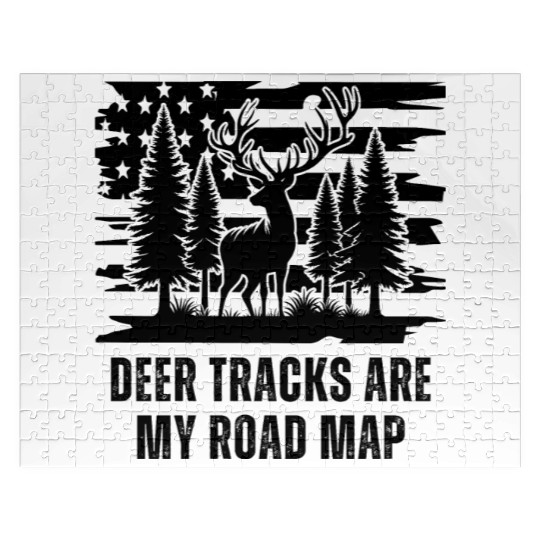 Deer Tracks are My Road Map | Deer Hunting Gift Jigsaw Puzzles