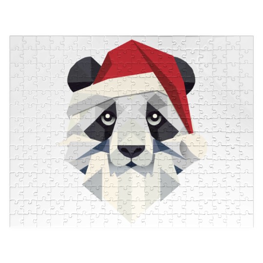 Cheerful Christmas panda in modern style Jigsaw Puzzles