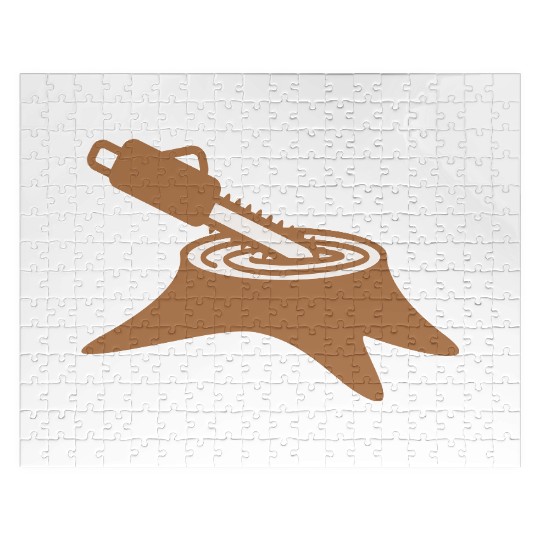 Chainsaw Tree Felling Lumberjack Forest Stump Wood Jigsaw Puzzles