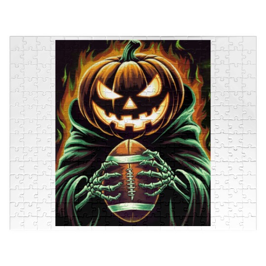 Spooky Halloween Football Jack-O'-Lantern pumpkin Jigsaw Puzzles