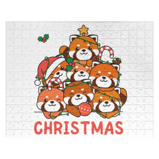 Red Panda Christmas Tree Merry Christmas Jigsaw Puzzles