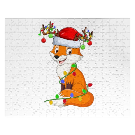 Fox Reindeer Christmas Lights Jigsaw Puzzles