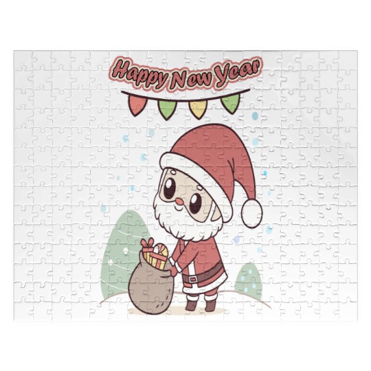 Chibi Santa Happy New Year Celebration Jigsaw Puzzles