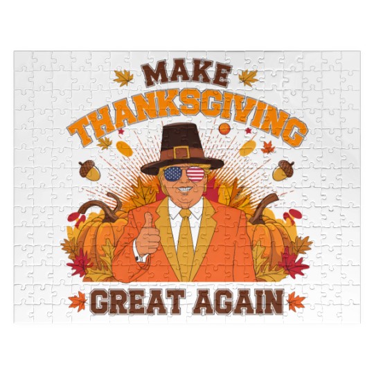 Make Thanksgiving Great Again Autumn Fall Leaves Jigsaw Puzzles