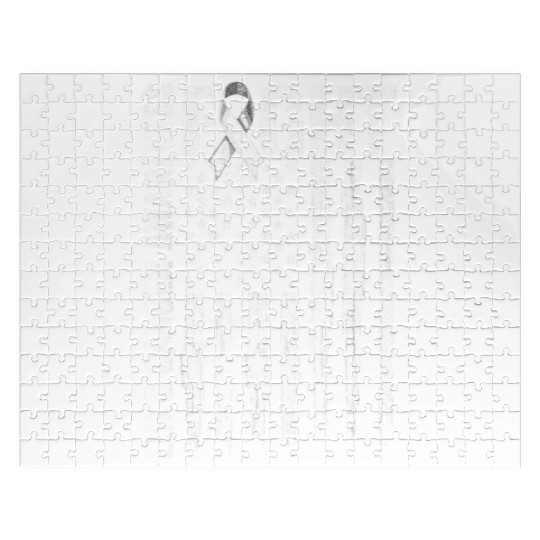 Lung Cancer Awareness White Ribbon Fight USA Flag Jigsaw Puzzles