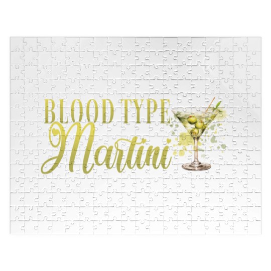 Blood Type Martini Cocktail Bartender Jigsaw Puzzles