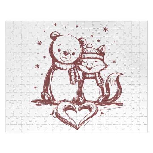 Bear and Fox in Love Jigsaw Puzzles