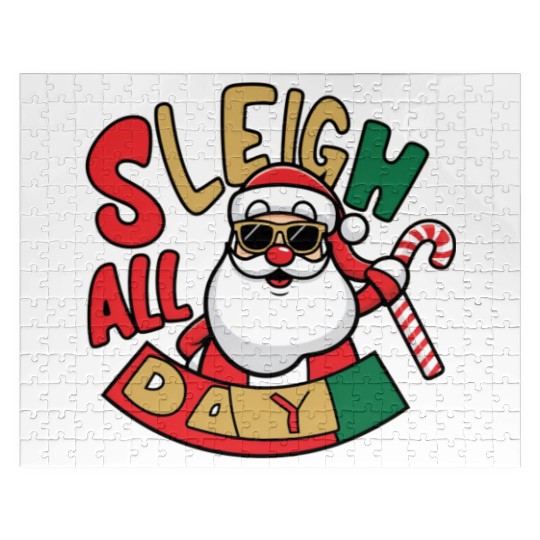 Sleigh All Day Christmas Design Jigsaw Puzzles