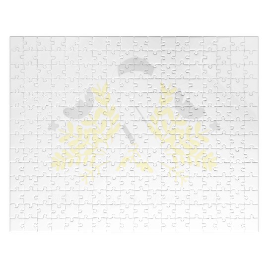 Lung Cancer Awarenss White Ribbon Floral Jigsaw Puzzles