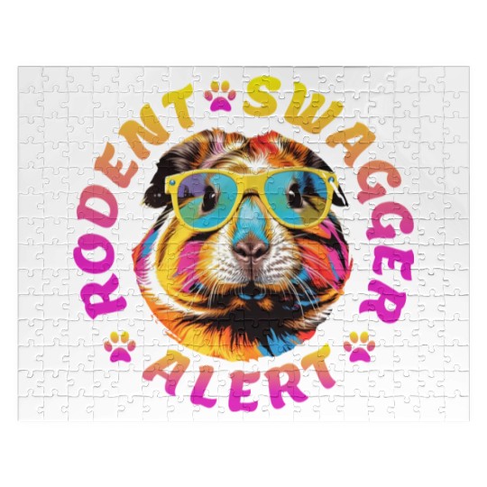 RODENT SWAGGER ALERT - FUNNY GUINEA PIG LOVER GIFT Jigsaw Puzzles