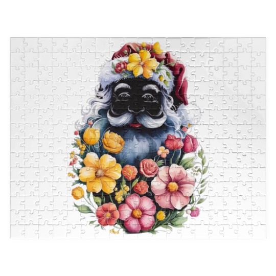 Floral Santa Claus Silhouette christmas flowers Jigsaw Puzzles