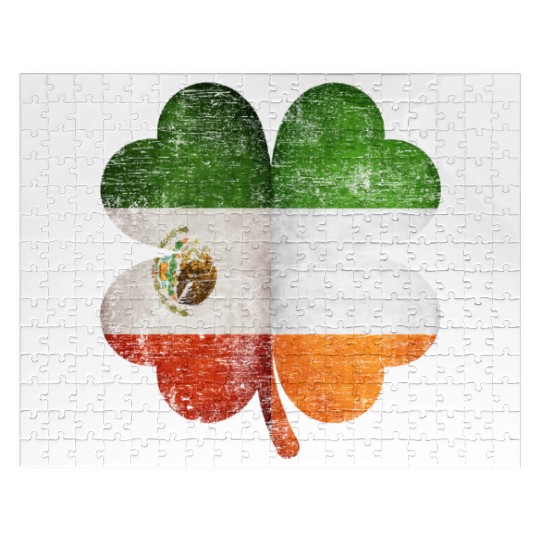 Mexican Irish Shamrock Mexico Ireland Flag Jigsaw Puzzles