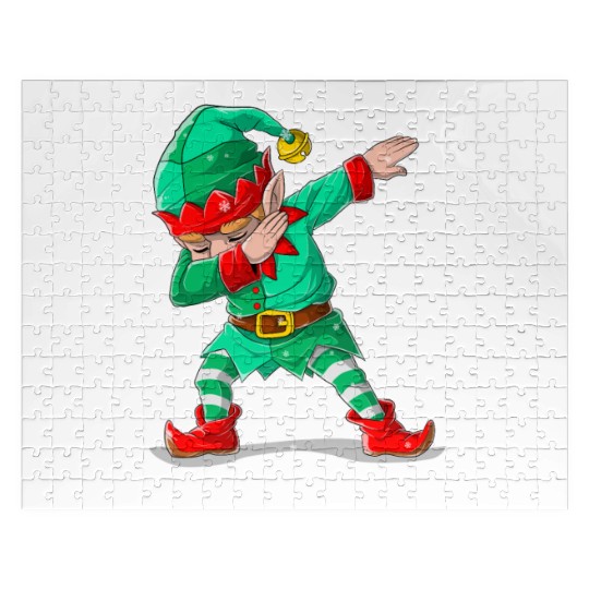 Dabbing Elf Christmas Tree Lights Xmas Family Jigsaw Puzzles