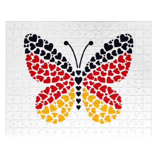 Cute butterfly hearts Germany flag football fan Jigsaw Puzzles