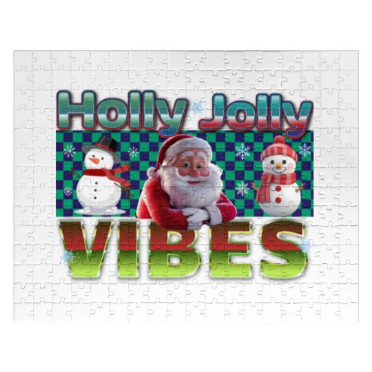 Holly Jolly Vibes Christmas Design Jigsaw Puzzles