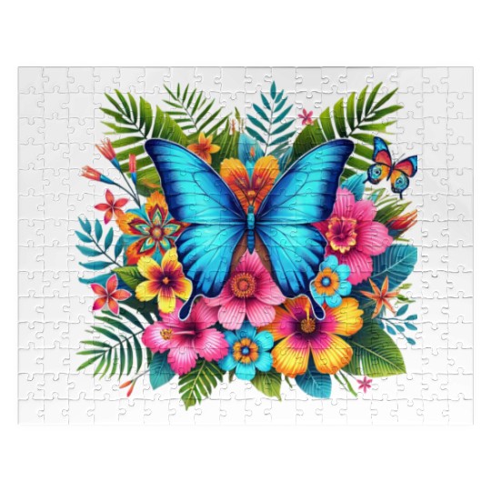 Elegant Floral Butterfly Art Vibrant Nature lovers Jigsaw Puzzles
