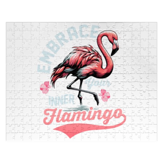 Embrace Your Inner Flamingo Pink Bird Cute Jigsaw Puzzles