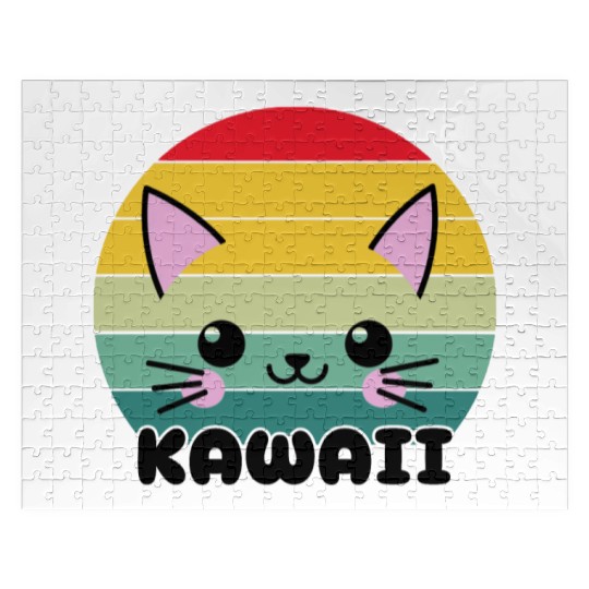 Kawaii Cat Face, Cat Lovers Jigsaw Puzzles