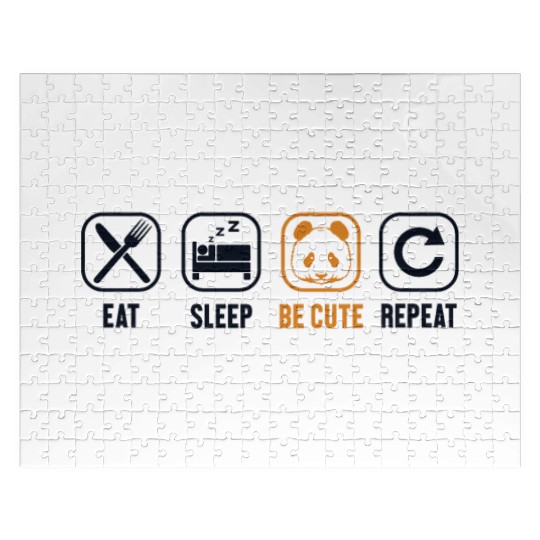 Eat Sleep Be Cute Repeat Panda Bear Friend Lover Jigsaw Puzzles