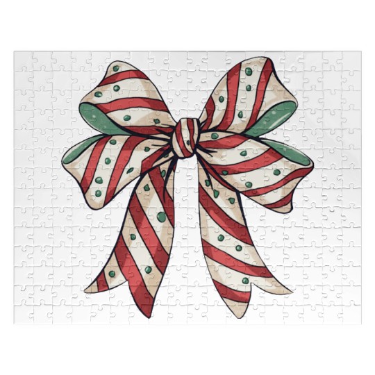 Christmas Coquette bow, Christmas Retro Jigsaw Puzzles