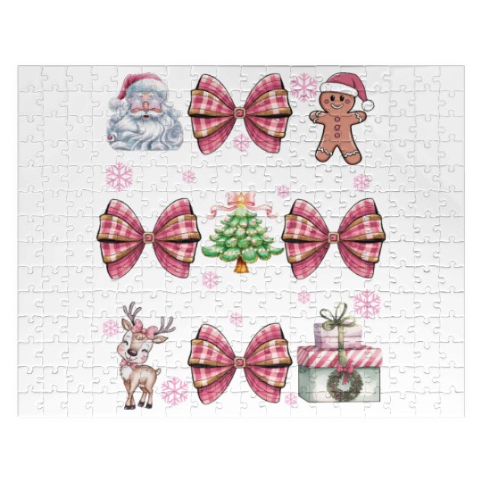 Merry Christmas, Christmas Coquette Bow Jigsaw Puzzles