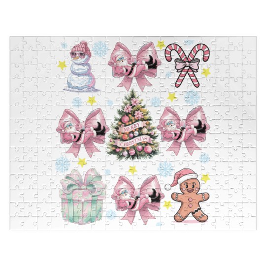 Merry Christmas, Christmas Coquette Bow Jigsaw Puzzles