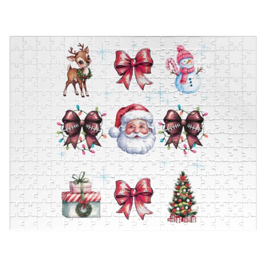 Christmas Coquette Bow, Cute Christmas Santa Jigsaw Puzzles