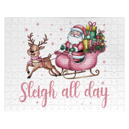Sleigh All Day, Merry Christmas, Christmas Cute Jigsaw Puzzles