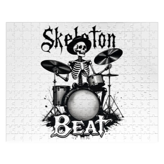 Skeleton Beat: Funny Cowboy Skeleton Playing Drums Jigsaw Puzzles