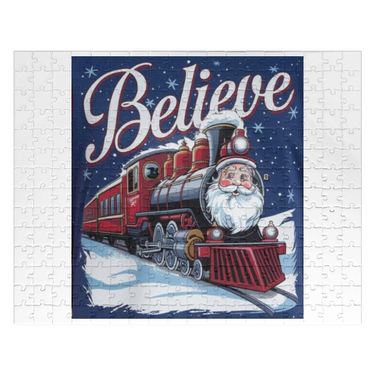 Believe Train North Pole Xmas Santa Claus Christma Jigsaw Puzzles
